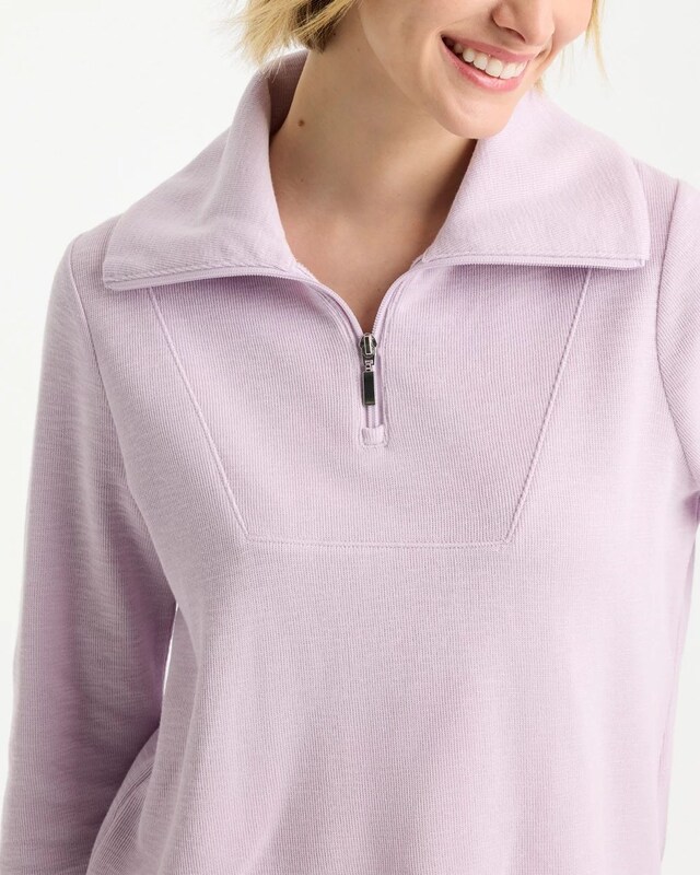 Zenergy Beach Slub Half-Zip Pullover Top - image 4
